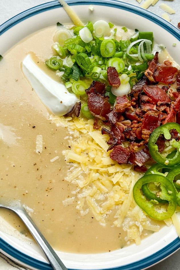 Loaded Potato Soup with Kerrygold Dubliner Cheese