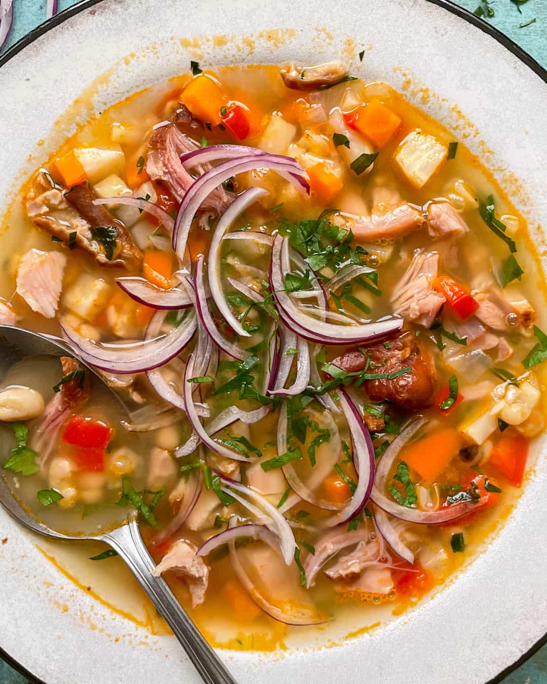 Romanian Bean Soup with Smoked Meat Ciorba de Fasole cu Afumatura