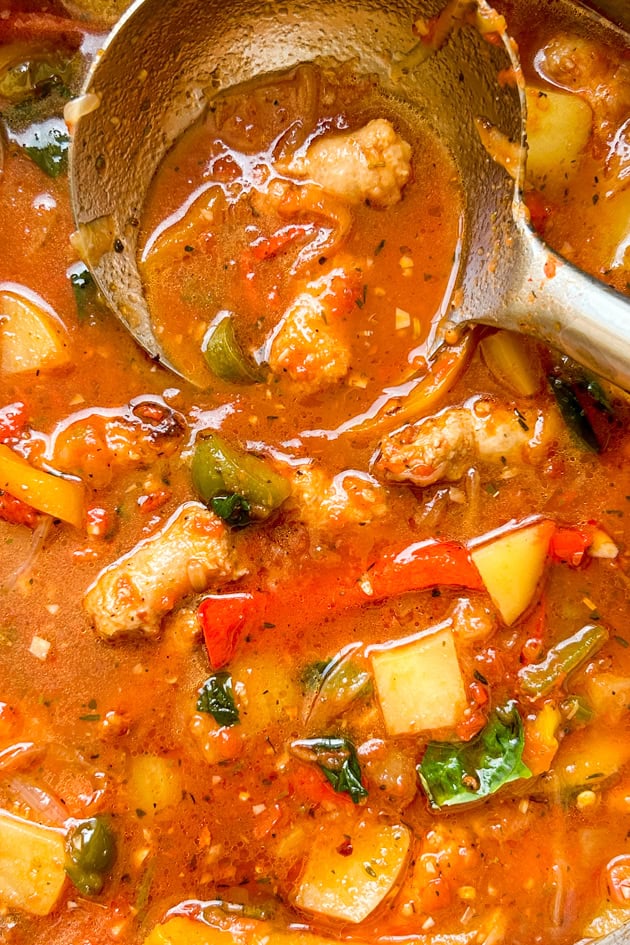 Sausage and Peppers Soup with potato - whole30, gluten-free