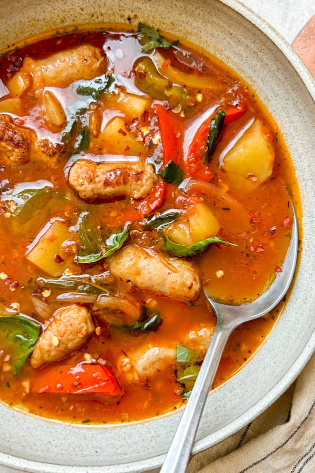 Sausage and Peppers Soup with potato - whole30, gluten-free