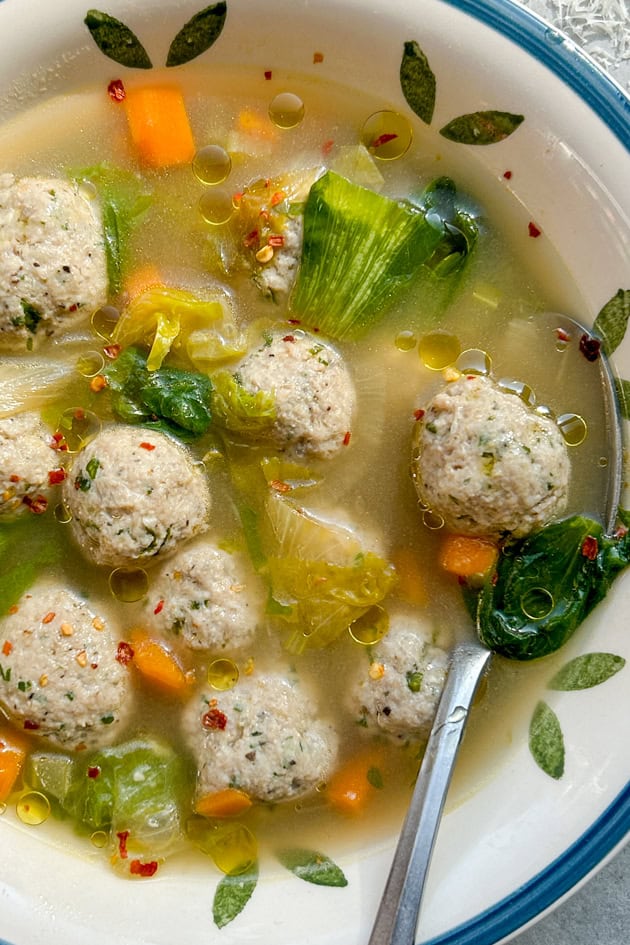 Italian Wedding Soup with Turkey Meatballs and Escarole