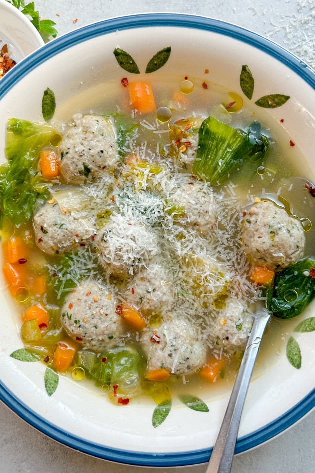 Italian Wedding Soup with Turkey Meatballs and Escarole